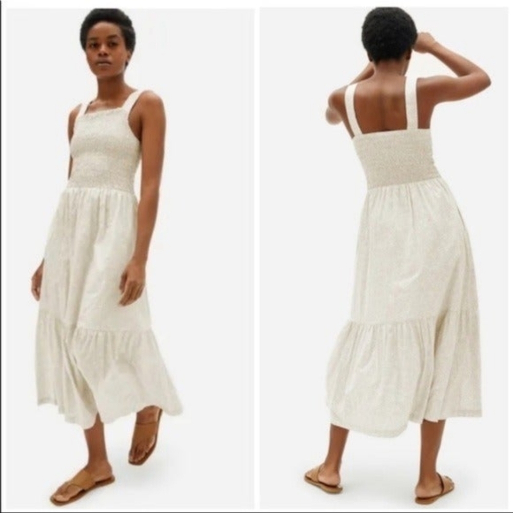 Everlane “The Smock Dress” in Sandstone Floral